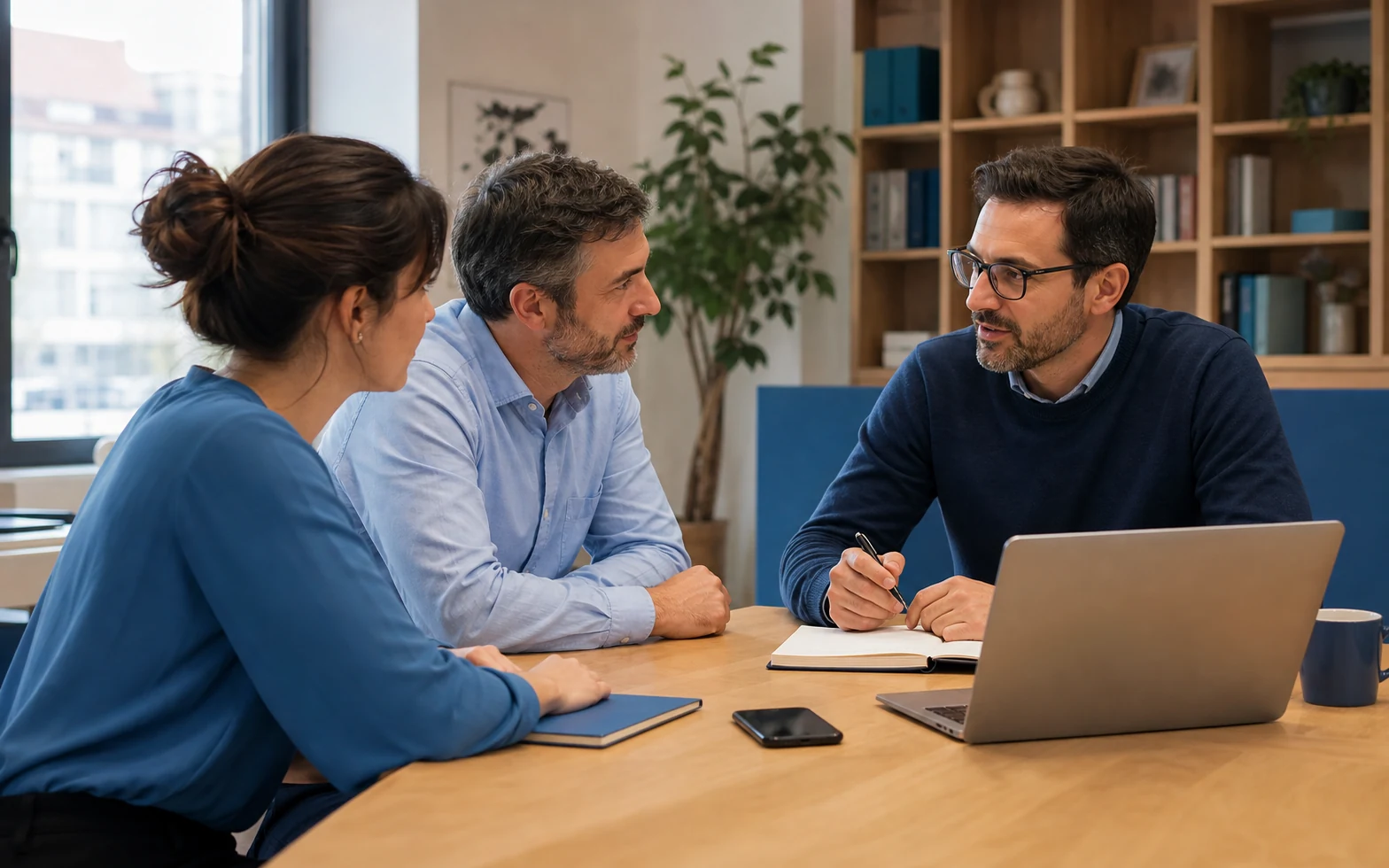 Consultante échangeant avec un dirigeant sur ses priorités numériques